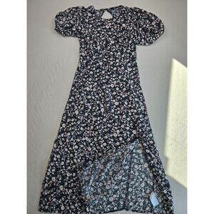 Old Navy Floral Puff Sleeve Maxi Dress Medium Cottage Core Peasant Keyhole Back